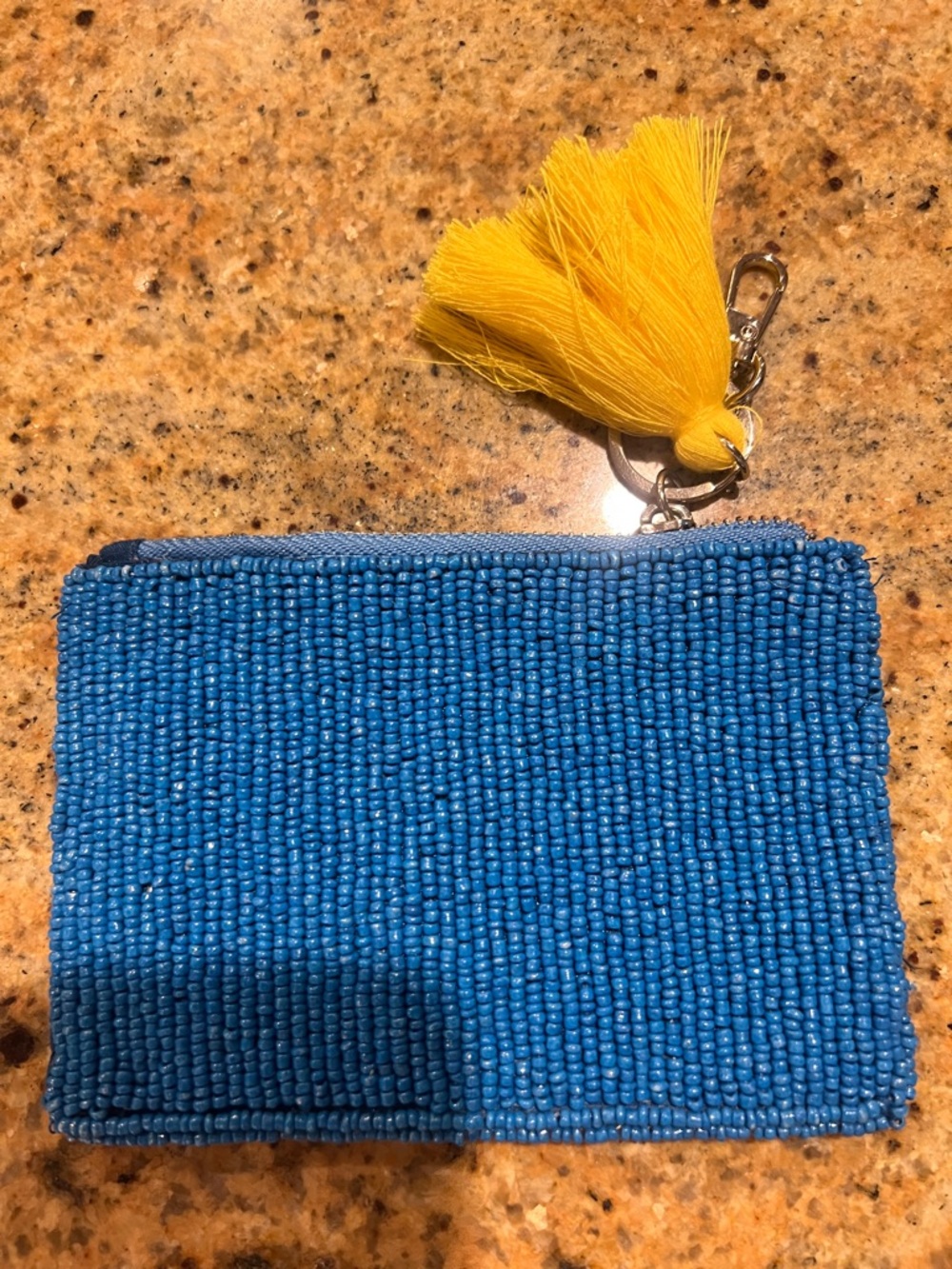 Beaded Yellow Lemon Coin Pouch with Tassel - Picture 2 of 2